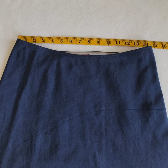 Emporio Armani Asymmetrical Mini Skirt Linen Blue - Picture 11 of 15